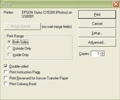 The first time you Print a project the program will help you set up your printer for printing