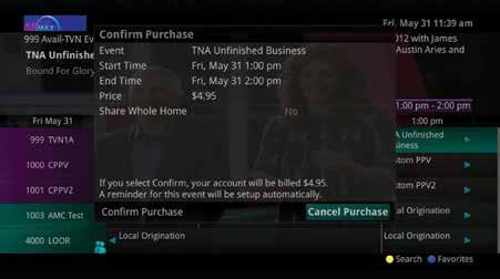 1. A Confirm Purchase window will appear showing the Pay Per View event purchase