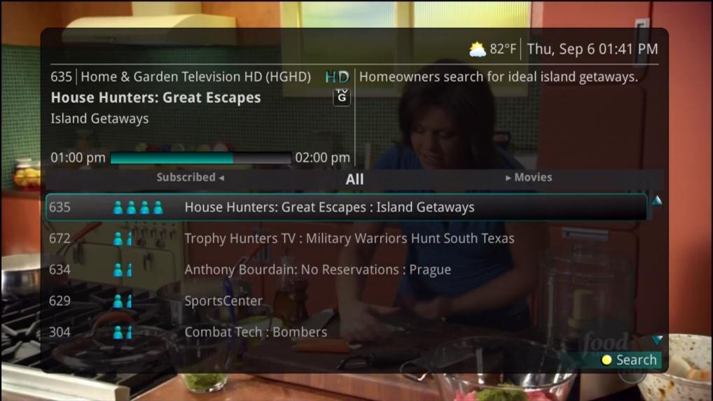 While in the guide, if you press the GUIDE button a third time, you can view the Popular Guide view that shows different categories of commonly watched programs