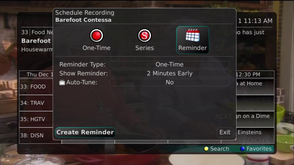 Reminders Your television can be set to remind you when a program is about to air and to automatically tune to a program you don t want to miss. 1.