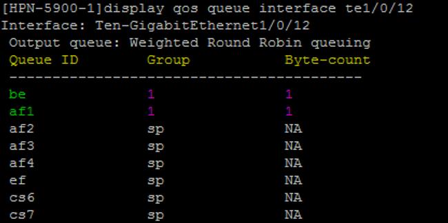 display qos queue interface te1/0/12 o This output shows the typical ETS QOS queue configuration with 50% of the interface bandwidth assigned to