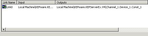 If you are using LinkMaster to Bridge from an OPC server to a DDE client or to throttle polling rates you do not have to create an output to the link.