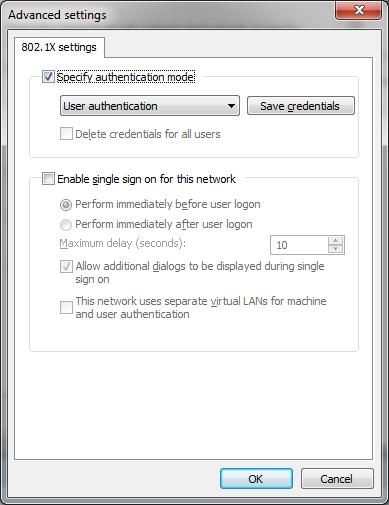 Security Setup 11. Click Additional Settings; the following dialog box appears: Figure 10-10: Advanced Settings 12. Make sure that the 'Specify Authentication mode' check box is selected. 13.