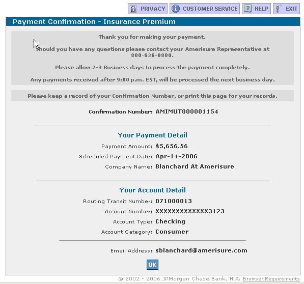PAYMENT CONFIRMATION The Payment Confirmation screen provides confirmation that the payment has been processed or scheduled.