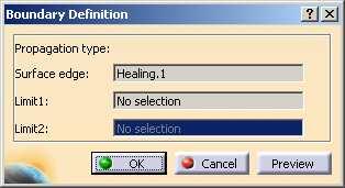 Preparing Surfaces with Gaps for Analysis (4/4) 3. Merging the Gaps a. In Join-Healing toolbar, select Healing icon. b. Select the surface to heal. c. Enter 0.1 in Merging Distance field and click OK.