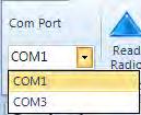 In the Configuration view, select the appropriate Com Port. NOTE: Tool Suite provides a list of available Com Ports.