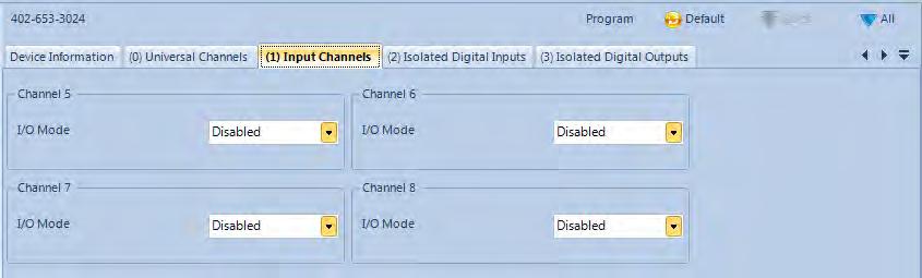 IO Serial Base & Expansion Module Input Channels Menu (1) The Input Channels Menu corresponds and programs channels 5, 6, 7 and 8 of the IO Serial Base and