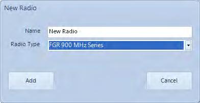 Add Radio Template The Add Radio option allows a user to manually name and add a radio with factory default settings to the network window pane.