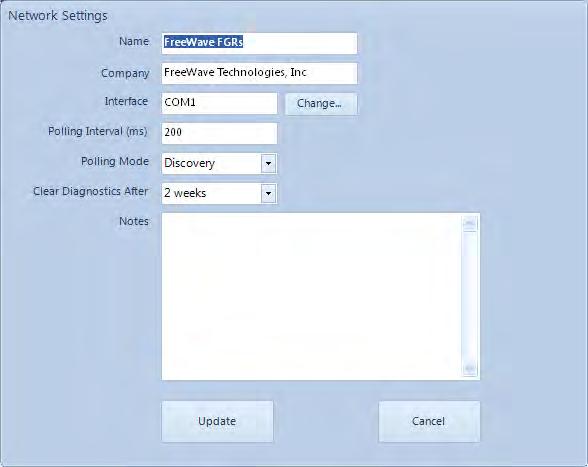 Network Settings Displays the current configuration of a network that the user can edit. Name The user may define a network name.