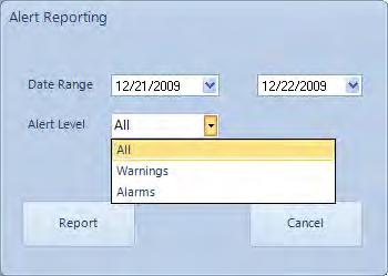 View Alert Report Alert Report displays a list of all active acknowledged or unacknowledged alerts.