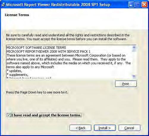 c. Once confirmation is received that Microsoft Report Viewer is installed successfully, click Finish