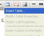 Tables Create a New Table To create a table, simply place your cursor where you'd like the table to appear, then click the Table Functions button on the WYSIWYG toolbar and select "Insert Table" from