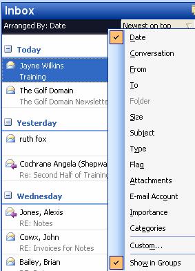 By default messages in the Inbox are sorted by date, with the newest message on top.