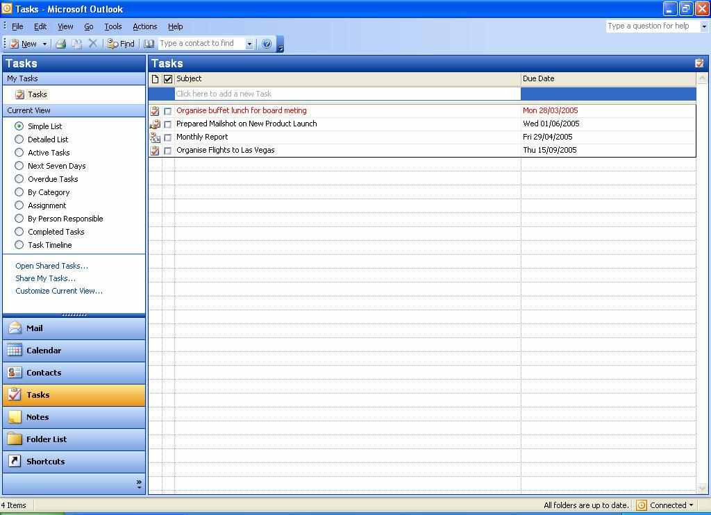 Section 9: Tasks Introduction The Tasks Screen A task is a personal or work-related duty or errand you want to track through completion. A task can occur once or repeat (a recurring task).