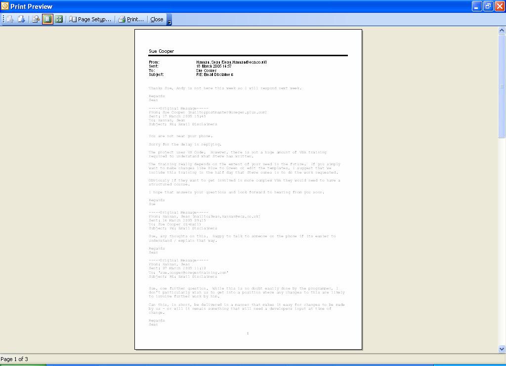 E-mail Message View: Page Setup via Print Preview 1.