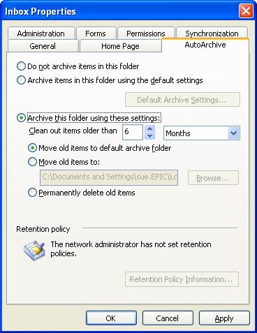 To activate AutoArchive, you must turn on AutoArchive on the Other tab in the Options dialog box (Tools menu) before setting individual folder