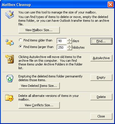 Delete expired mail messages when archiving 1. On the Tools menu, click Options, and then click the Other tab and the AutoArchive button. 2.