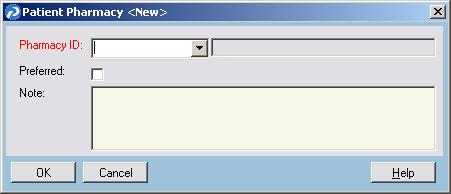 In the Pharmacy ID box click the drop down arrow to select pharmacy. A screen called Pharmacy Select will appear.
