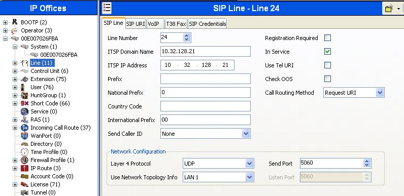 4.4. Administer SIP Line A SIP line is needed to establish the SIP connection between Avaya IP Office and Optimum Voice SIP Trunking.