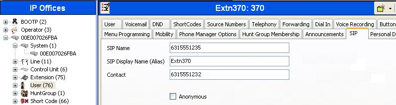 4.6. User Configure the SIP parameters for each user that will be placing and receiving calls via the SIP line defined in Section 4.4. To configure these settings, first navigate to User Name in the Navigation Pane where Name is the name of the user to be modified.