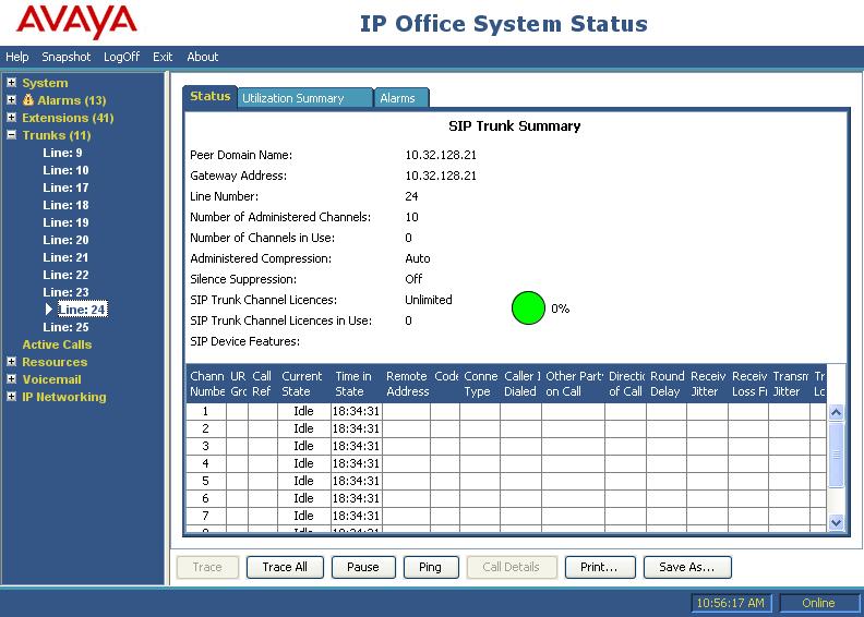 7. Verification Steps The following steps may be used to verify the configuration: Use the Avaya IP Office