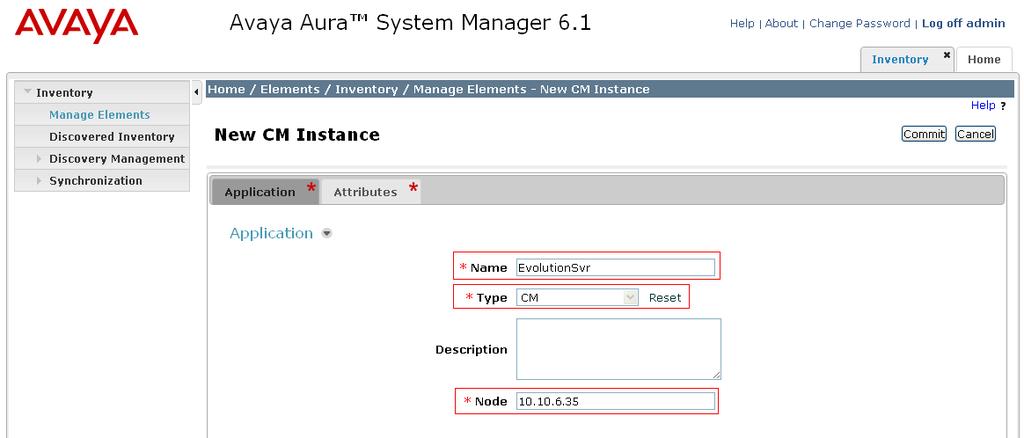 6.9. Administer Avaya Aura Communication Manager as a Managed Element From the System Manager Home page, select Inventory under the Elements column.