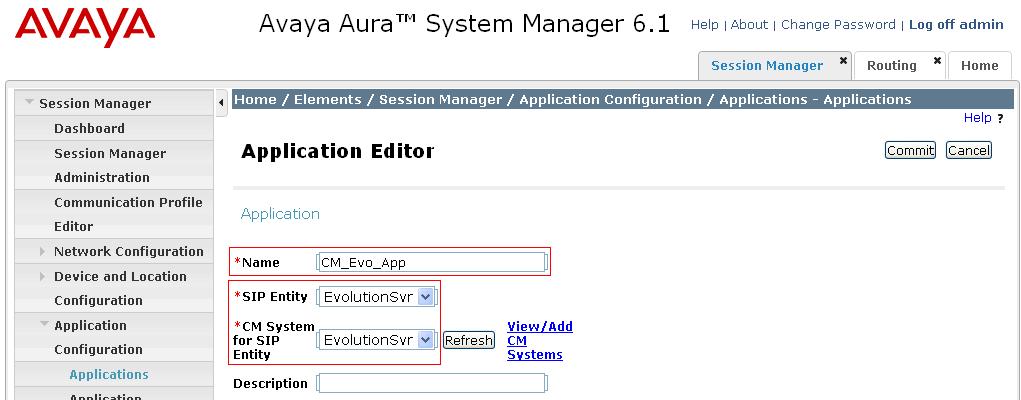 6.10. Administer Application for Avaya Aura Communication Manager From the System Manager Home page, select Session Manager under the Elements column.
