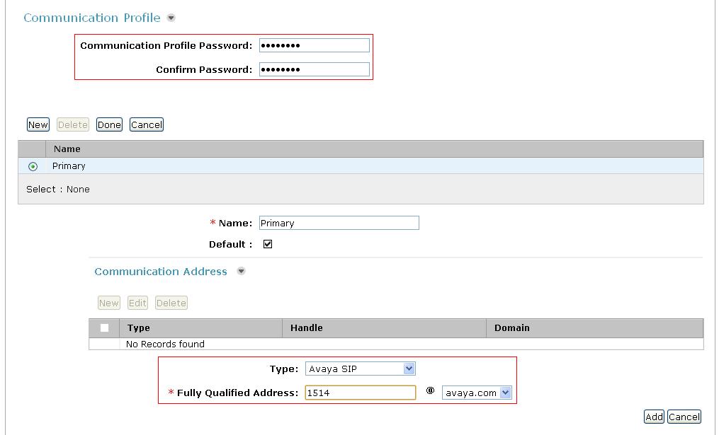 In the Communication Profile tab, enter a numeric Communication Profile Password and confirm it.