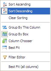 Sort by Column Data You can sort by the data in a particular column by clicking the column header.