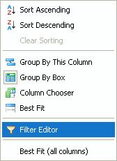 The Filter Editor The Filter Editor enables you to create more complex filters in order to