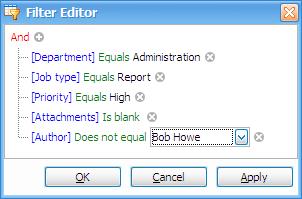 To open the Filter Editor window, right-click on a column header and select Filter Editor.