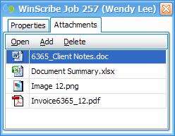 Job Attachments When you open a job that has attachments, the Attachments window is opened automatically. The Attachments window can also be opened by clicking the Properties button on the Playbar.
