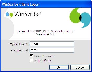 Logging On 1. Click Start Programs WinScribe WinScribe Client. The Logon dialog box is displayed. You may not see the login window if single signon functionality is enabled in your organization. 2.