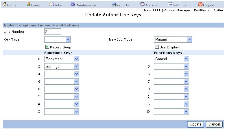 Chapter 8. WinScribe Server Settings 5. If you are assigning a device to a line select the device from the Key Type drop down, e.g. CPhone.