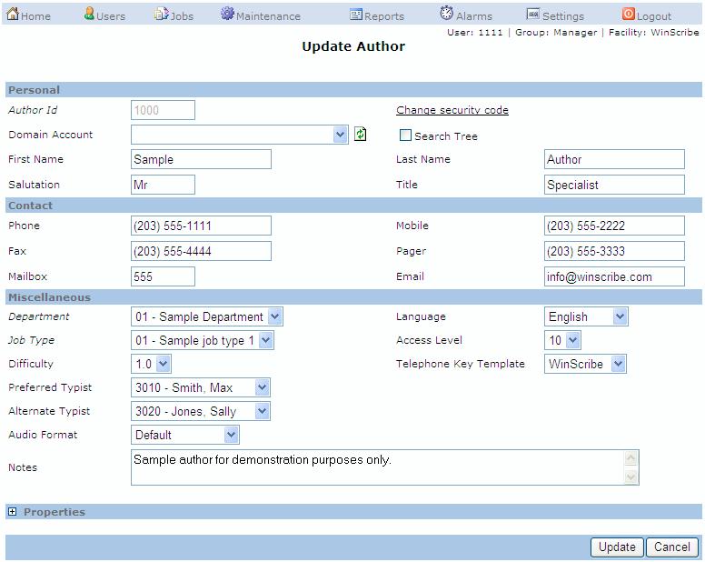 WinScribe Web Manager Guide Alternatively, scroll through the list to locate the author you wish to update. 4.