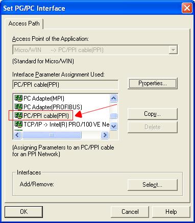 Double click PC/PPI cable(ppi) to open COM port and PPI port parameter setting