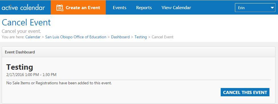 Deleting APPROVED Calendar Reservation Requests Individual Events: 1) If you wish to delete an event that you created from the calendar after it has been approved, you will still need to contact Erin
