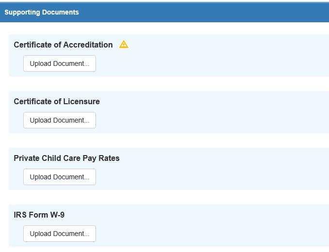 Step 10 Documents The Documents tab allows the Provider Portal user to upload documents for the local early learning coalition to review.