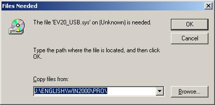 After another few seconds, the following screen is displayed. Step 6. Select the source to copy. Pull down the "Copy files from:" menu to select "\Driver" in the CD drive.