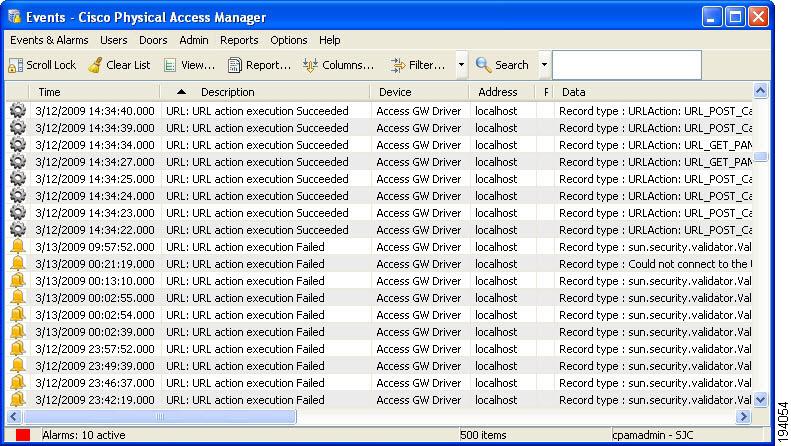 Configuring URL Actions Chapter 12 Viewing URL Events, Alarms, and Logs Viewing URL Action Events An event is recorded each time a URL action is created or invoked.