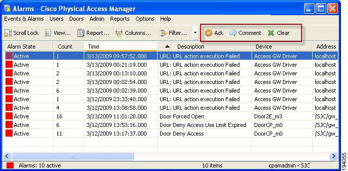 Chapter 12 Configuring URL Actions Viewing Alarms for Failed URL Action To view only failed URL actions, select Alarms from the Events & Alarms menu, under the Monitoring sub-menu.