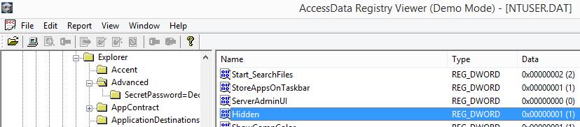 Practical 4 Windows Information Show / Hide Files (files with hidden attribute) Navigate to NTUSER.