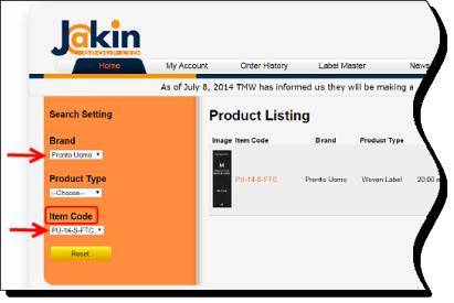 Under the Product Listing heading, click on the desired Item code link. OR 2.