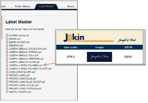 Ordering from Jakin Group LTD, Continued Label Master Under the Label Master tab, you