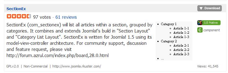 SECTIONEX Tai komponentas, skirtas skyriaus-kategorijų-įrašų meniu pateikimui. Atsisiųskite iš http://extensions.joomla.org, Content&News kategorijoje rasite SectionEX 1.