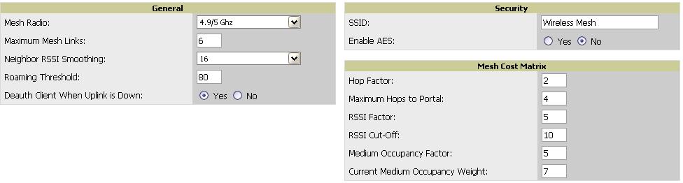 Configuring Mesh Radio Settings Navigate to the Groups Proxim Mesh Radio Settings page to configure Mesh specific radio settings. Figure 48.