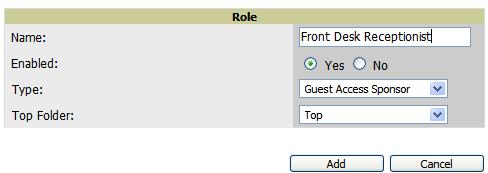 Figure 92. OV3600 Setup Roles page Next, navigate to the OV3600 Setup Users page and create a new user with the role that was just created for Guest Access Sponsors. Figure 94.