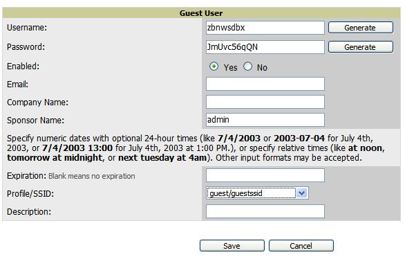 in an attempt to repair any errors in the Status column. Add a new guest user to a controller via OV3600. Randomly generated on the guest user detail page.
