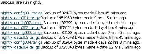 Backups Overview of Backups OV3600 creates nightly archives of all relational data, statistical data, and log files.
