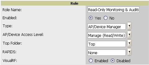 Creating OV3600 User Roles The User Role defines the viewable devices, the operations that can be performed on devices, and general OV3600 access.
